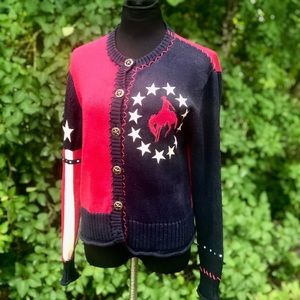 Vintage Roughrider Patriotic Flag Cowboy Sweater